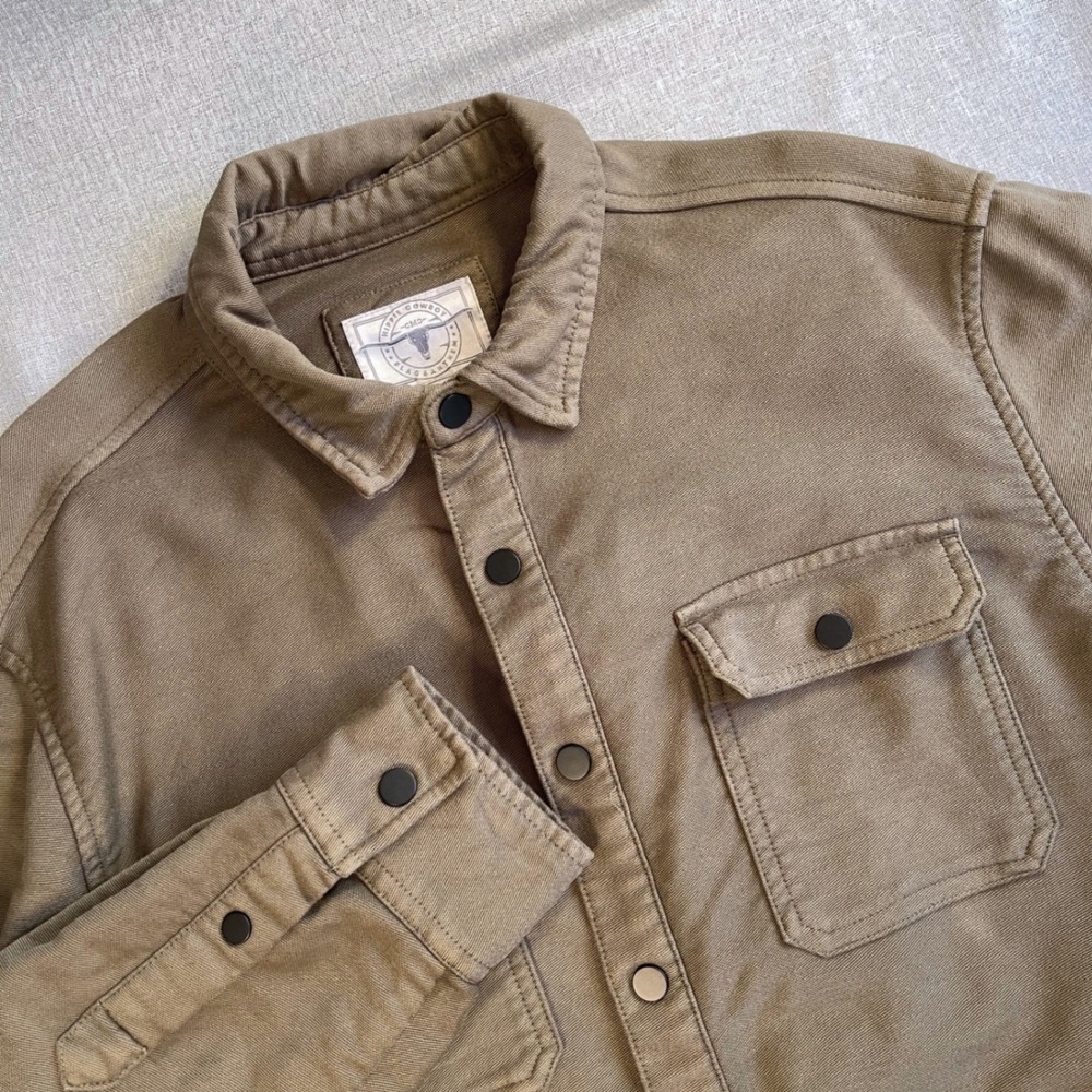 Flag & Anthem Hippie Cowboy Chore Jacket Utility Shacket Mens Medium Olive Green